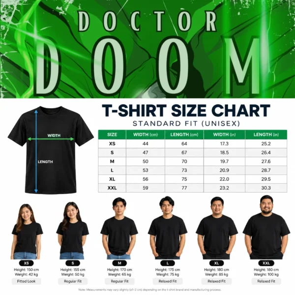 Dcotor_Doom_TSizes Doctor Doom Black T-Shirt - Pre-Order
